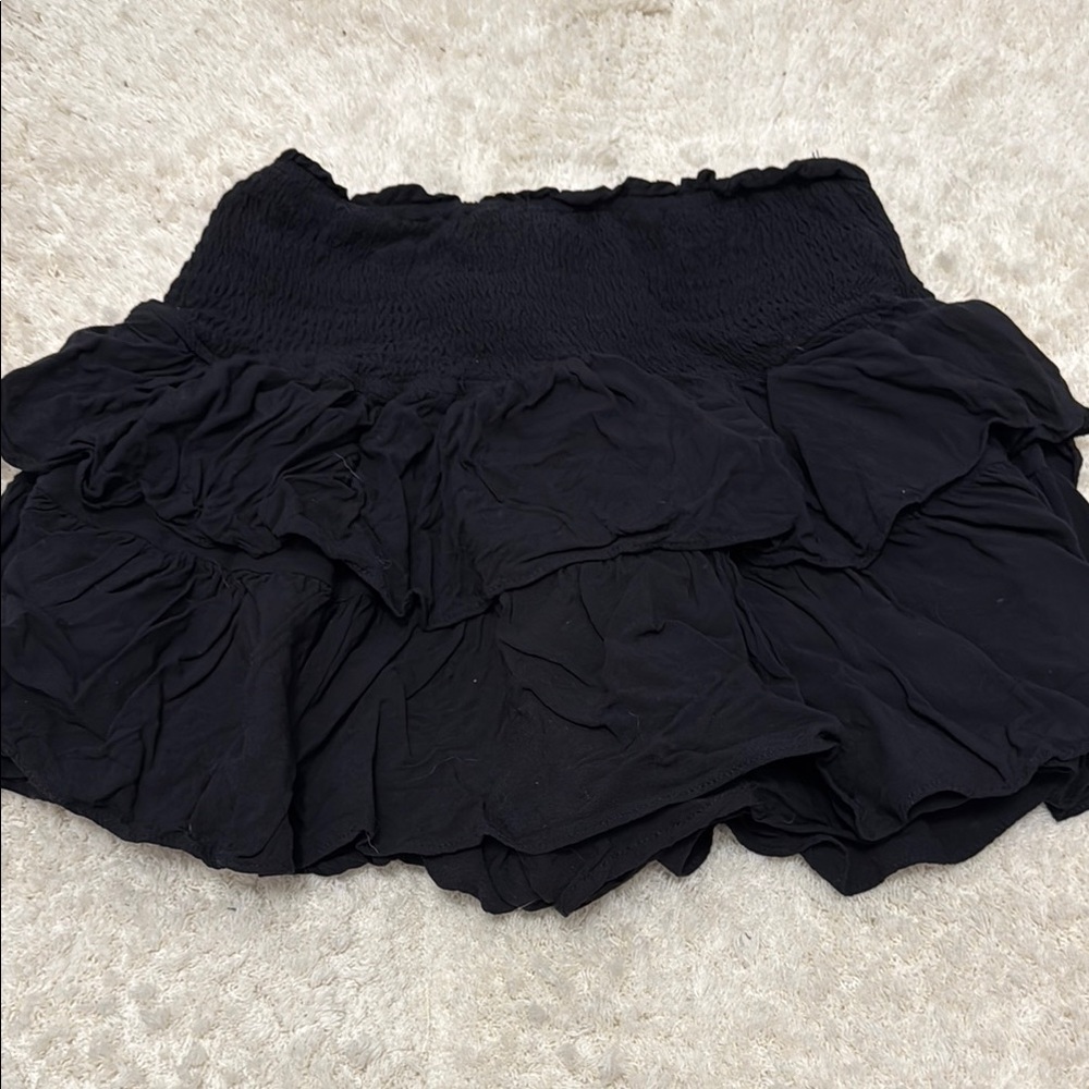 Black Ruffled Mini Skirt - Picture 2 of 4